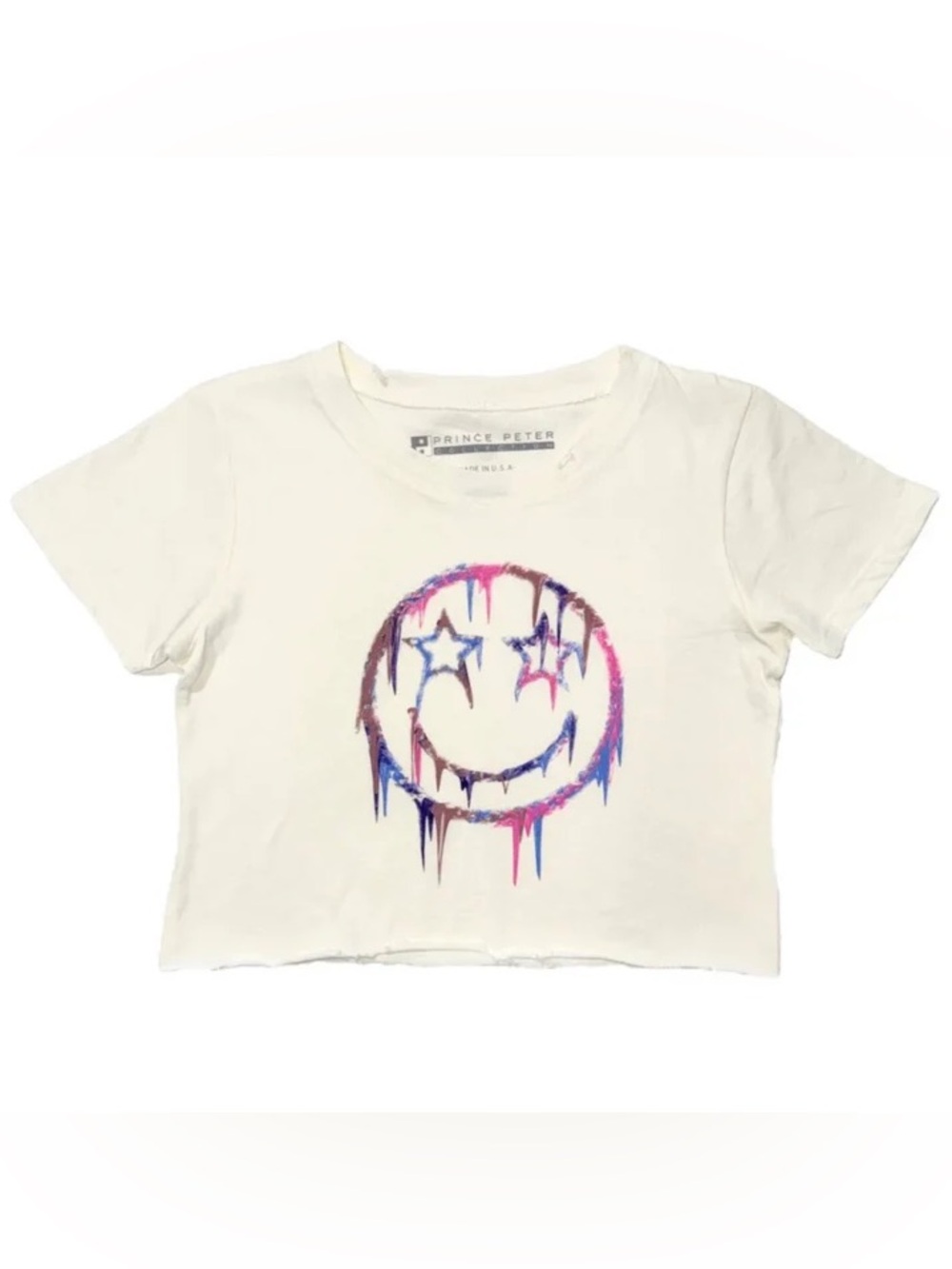 DRIPPY HAPPY FACE CROP TEE